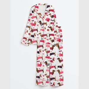 Valentine Dachshund Dog Satin Pajama Set1