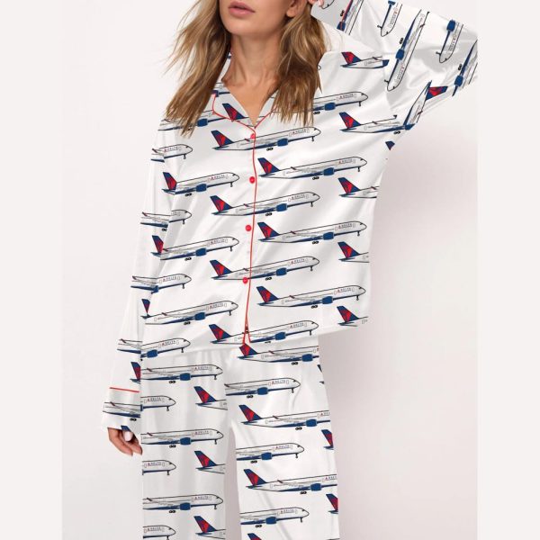 Delta Air Lines A350 Aircraft Satin Pajama Set