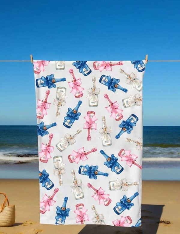 Drink Champagne Beach Towel