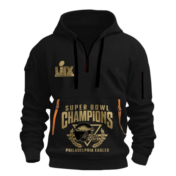 Eagles 2024 Super Bowl LIX Champions Black Gold Hoodie