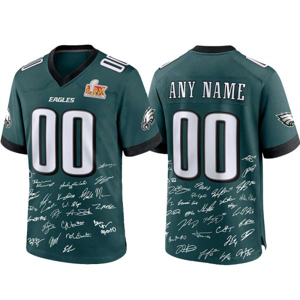 Eagles Champions Super Bowl 2025 Signature Custom Jersey