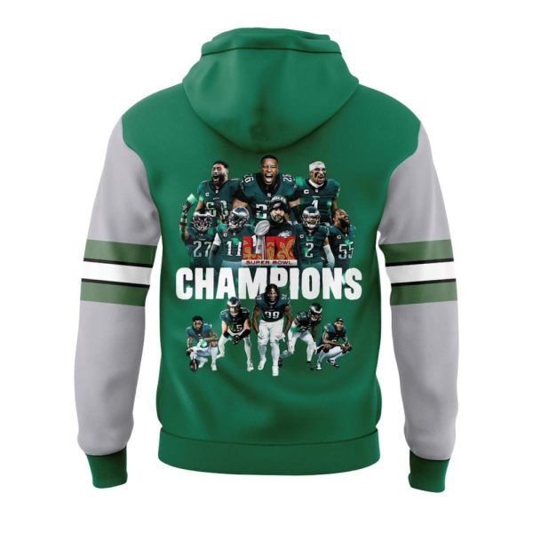 Eagles Kelly Green Super Bowl LIX Champions Hoodie