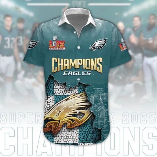 Eagles Super Bowl LIX Champions 3D Hawaiian Shirt