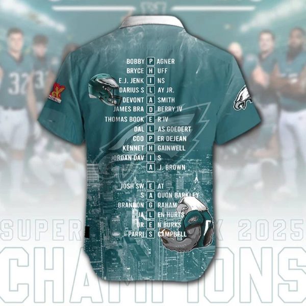 Eagles Super Bowl LIX Champions 3D Hawaiian Shirt