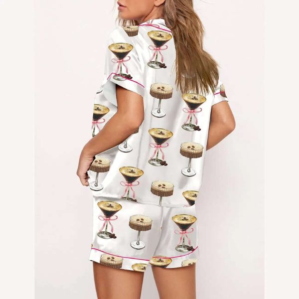 Espresso Martini Pink Bow Short Sleeve Pajama Set