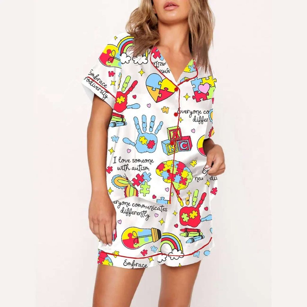 Everyone Communicates Differently Autism Month Pajama Set