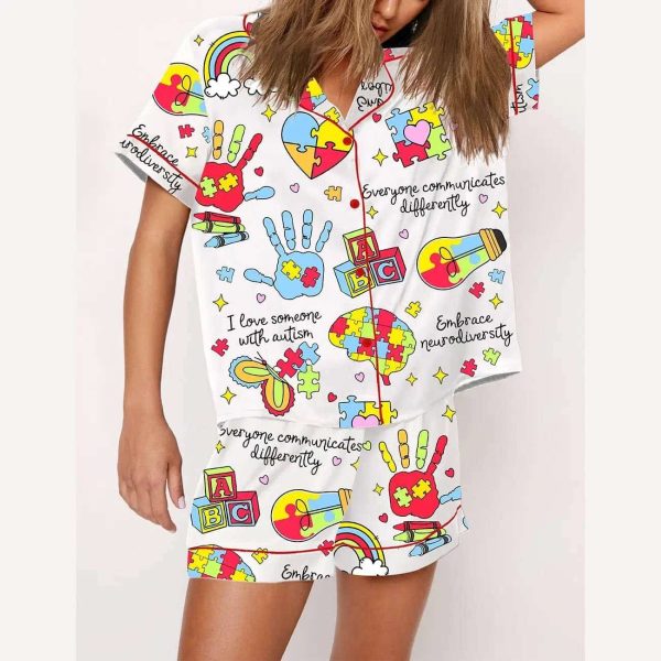 Everyone Communicates Differently Autism Month Pajama Set