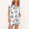 Greece Watercolor Summer Travel Pajama Set