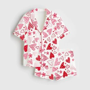 Valentine Heart Satin Pajama Set