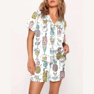 Tropical Cocktails Hawaiian Drinks Pajama Set