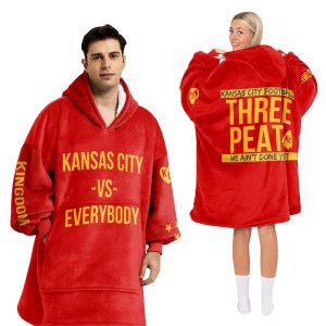 3 Peat Kansas City Football Unisex Blanket Hoodie 2