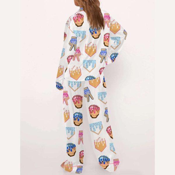 Ice Cream Baseball Satin Pajama Set