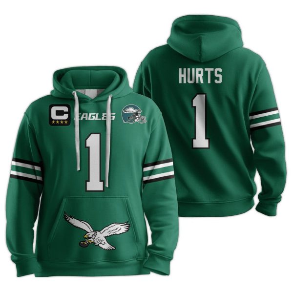 Jalen Hurts Captain 1 Philadelphia Football Unisex Hoodie