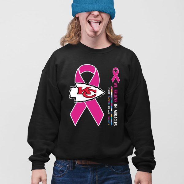 KC Chiefs We Believe In Miracles Fight Cancer In All Colors Shirt