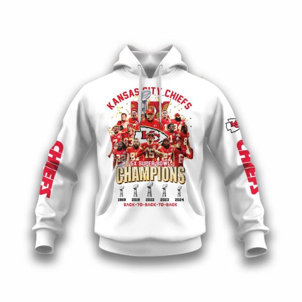 Kc Chiefs 5X Super Bowl Champions Back To Back To Back Hoodie