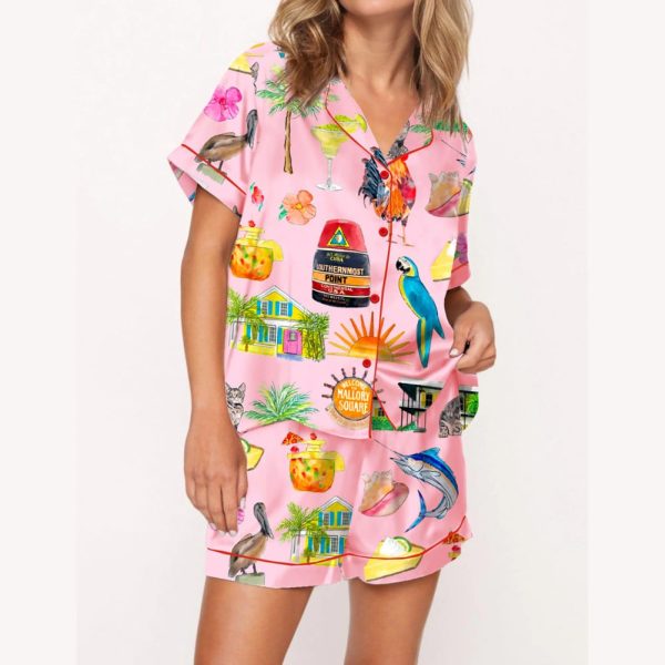 Key West Florida Travel Satin Pajama Set