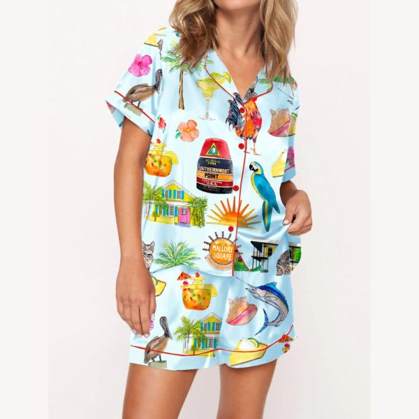 Key West Florida Travel Satin Pajama Set