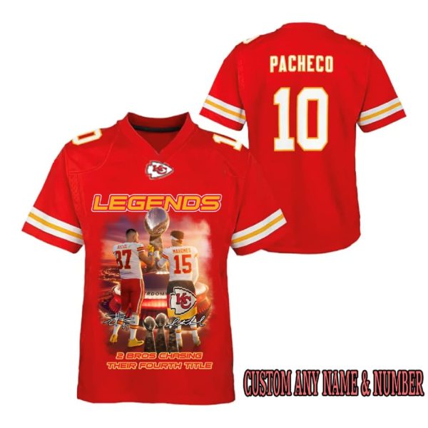 Legends Kelce Mahomes 2 Bros Chasing Their Fourth Title Jersey