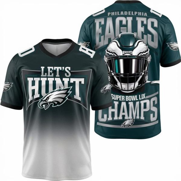 Let’s Hunt Eagles Super Bowl LIX Championship 3D Football Jersey