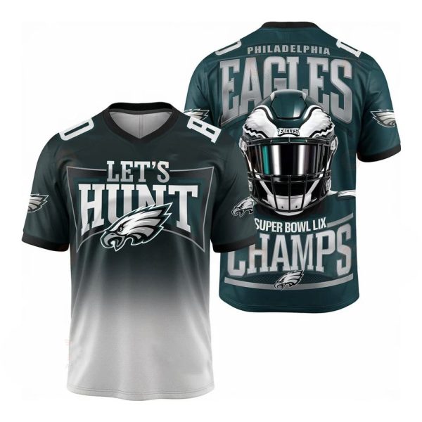 Let’s Hunt Eagles Super Bowl LIX Champs 3D Football Jersey