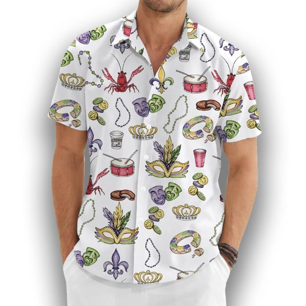 Mardi Gras Beads King Cake Crawfish Shirt