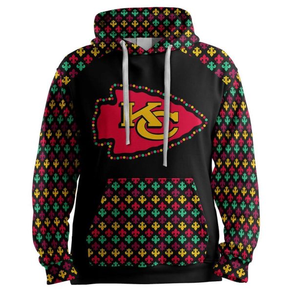 Mardi Gras Chiefs Football Unisex Hoodie