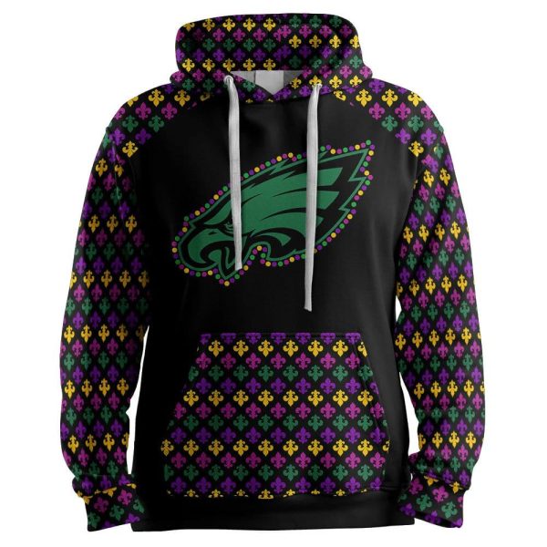 Mardi Gras Eagles Football Unisex Hoodie