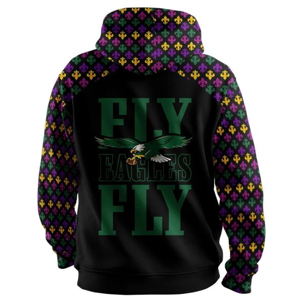 Mardi Gras Eagles Football Unisex Hoodie