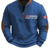 Mens Canada Is Not For Sale Print Zipper Collar Sweatshirt