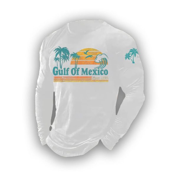 Mens Gulf Of Mexico Print Long Sleeve Top