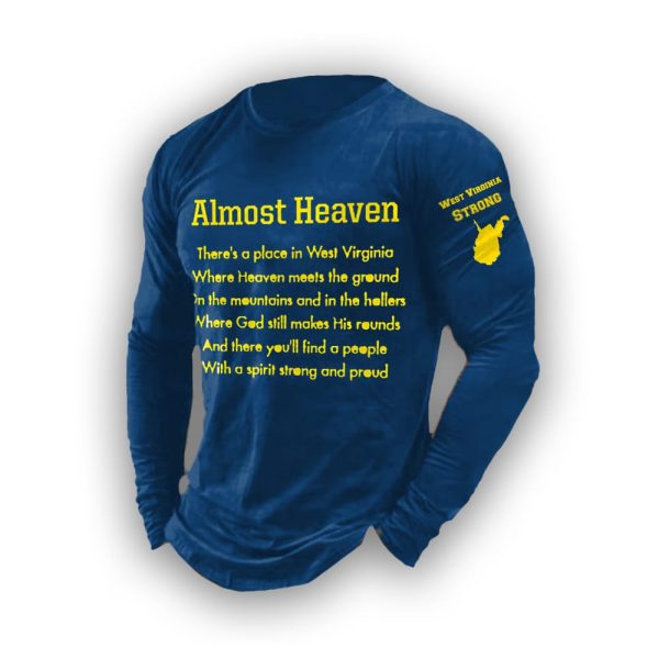 Mens Retro West Virginia Strong Almost Heaven Print T-Shirt