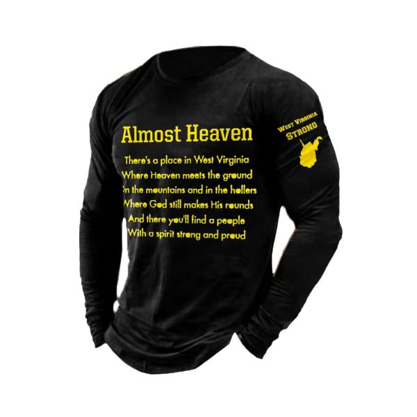 Mens Retro West Virginia Strong Almost Heaven Print T-Shirt