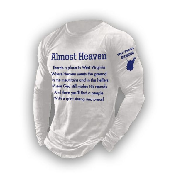 Mens Retro West Virginia Strong Almost Heaven Print T-Shirt