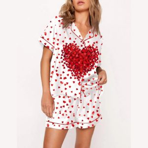 Valentines Romantic Red Hearts Pajama Set1