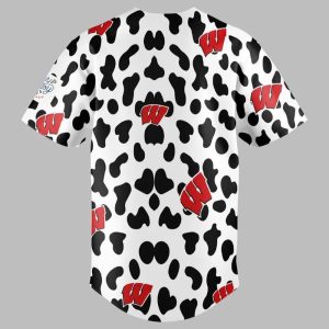 Wisconsin Basketball Cow Print Baseball Jersey2