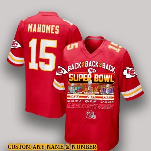 Chiefs Back 2 Back 2 Back Super Bowl LIX Jersey