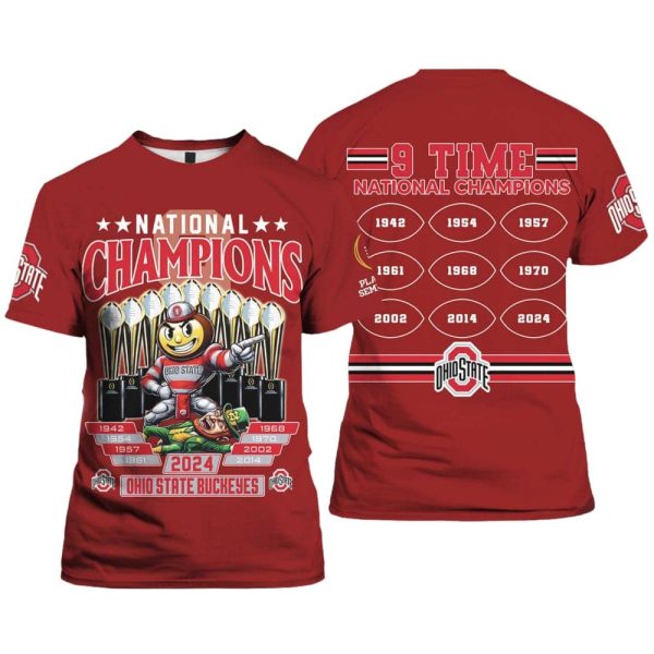 National Champions 2024 Ohio State 9 Time National Champions Shirt