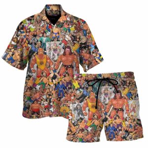 Wrestling Character Collage Art Hawaiian Shirt