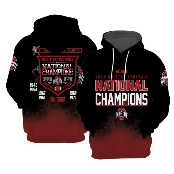 Ohio State 9 Time National Champions 2025 Hoodie