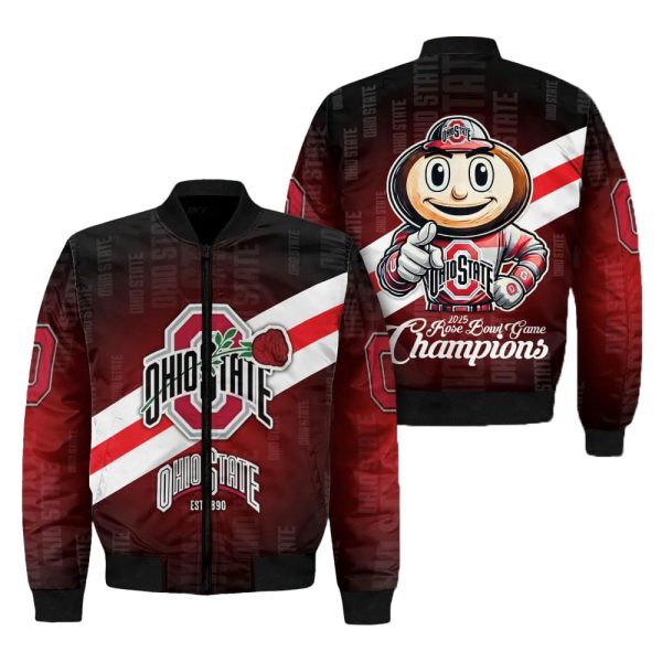 Ohio State Football 2025 Rose Bowl Game Champions 3D Bomber Jacket