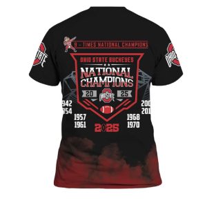 Ohio State National Champions 9 Times National Champions 2025 Shirt 3