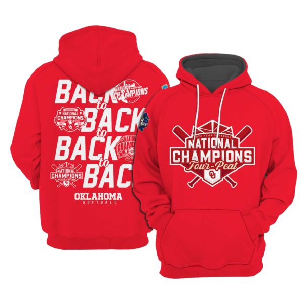 Oklahoma Four Peat 2024 Softball 2024 Champions Hoodie