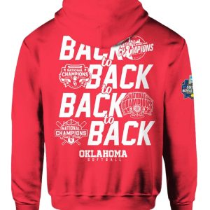 Oklahoma Four Peat 2024 Softball 2024 Champions Hoodie 3