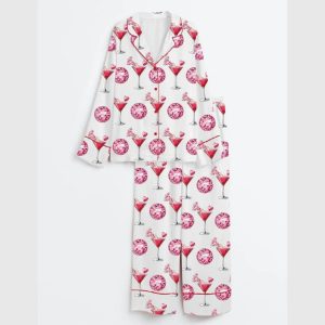 Valentines Day Cocktail Glass Satin Pajama Set1