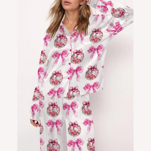 Pink Coquette New Year Satin Pajama Set