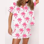 Pink Palm Print Pajama Set