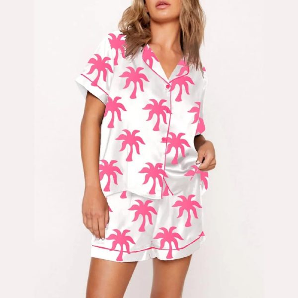 Pink Palm Print Pajama Set