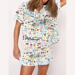 Pittsburgh Map Art Print Pajama Set