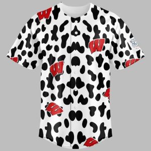 Wisconsin Basketball Cow Print Baseball Jersey1