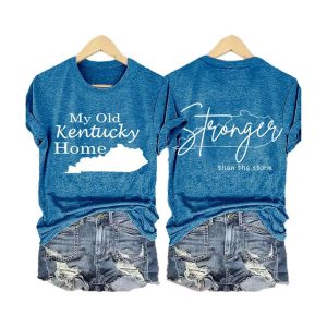 Retro My Old Kentucky Home Stronger Than The Storm Print T Shirt